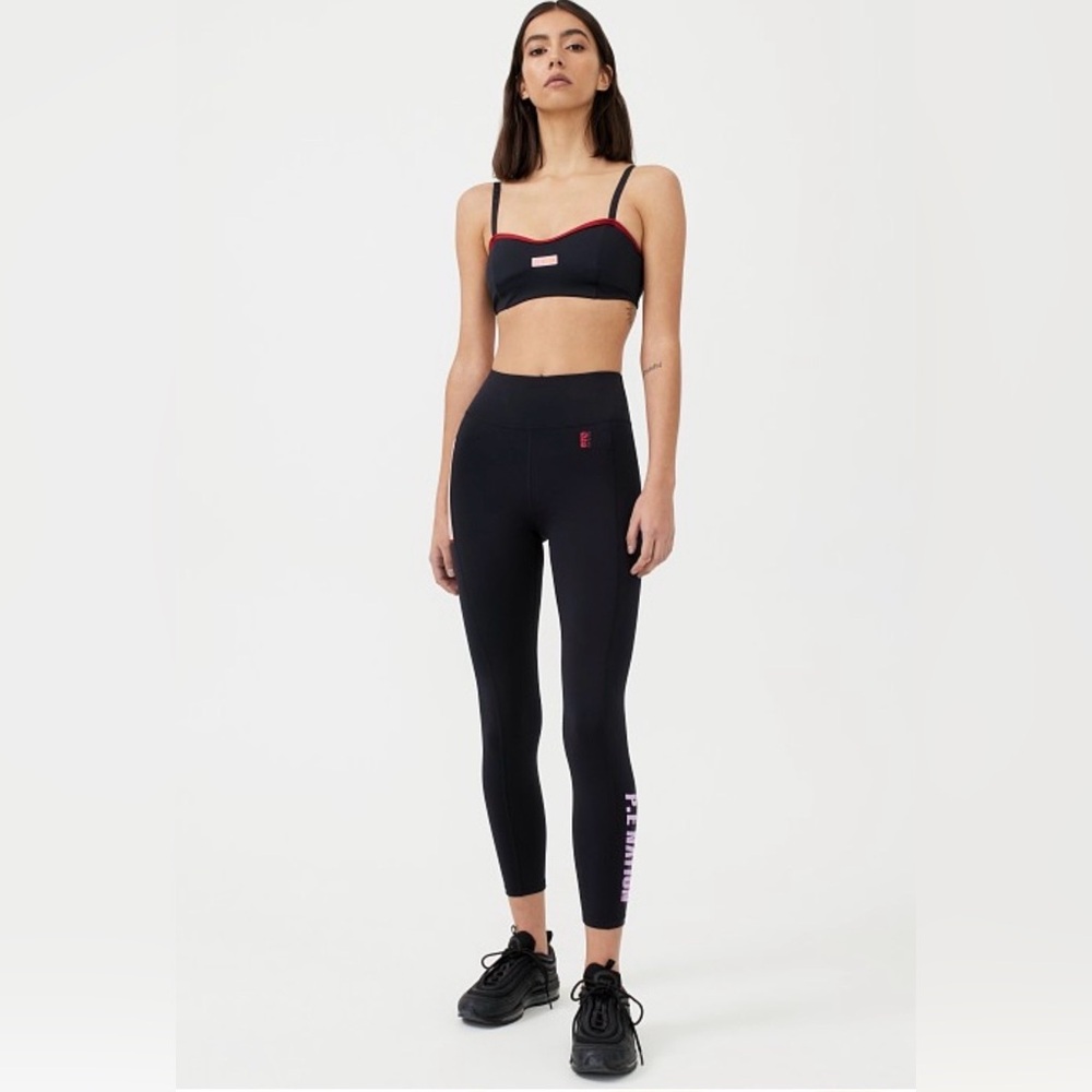 P.E Nation Salto High Rise Black Logo 7/8 Leggings | Size M